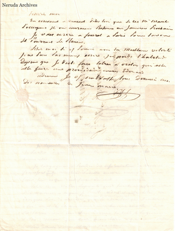 NRA-L-000519 image 4 showing a handwritten French letter continuation with closing, signature, annotations, folds and paper edges.