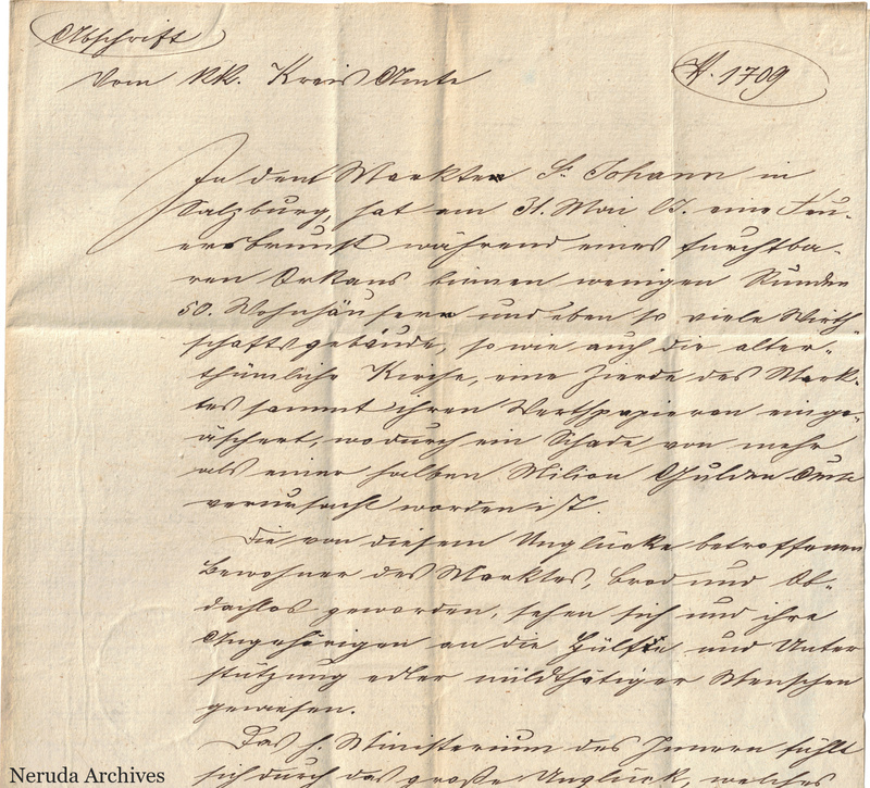 NRA-L-000047 image 2 showing the upper section of a large German manuscript letter with an official heading and case number.