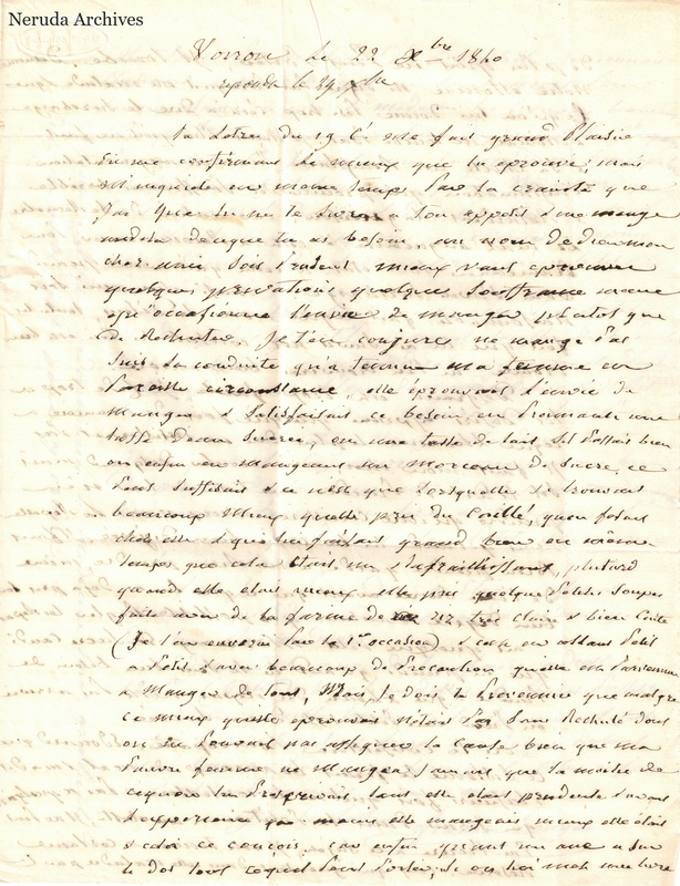 NRA-L-000520 image 2 showing a handwritten French letter page with manuscript text, annotations and visible fold lines.