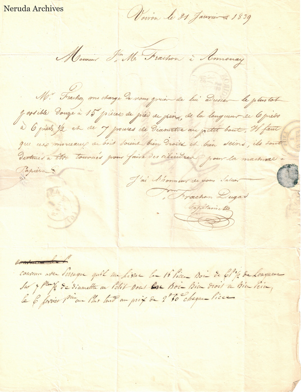 NRA-L-000499 image 2 showing handwritten French correspondence with its closing and enclosed or appended text.