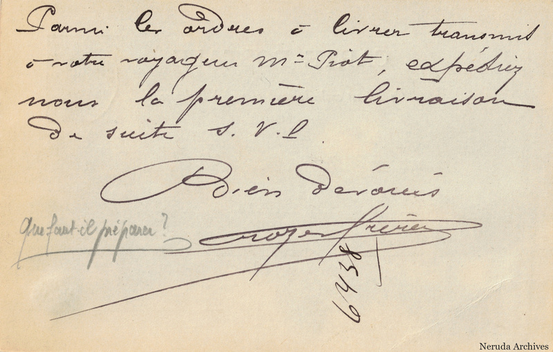 NRA-L-000385 image 2 showing the complete handwritten or printed postcard message, with contemporary annotations and the sender's signature or business mark.