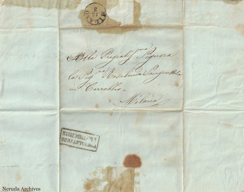 NRA-L-000647 image 1 showing handwritten delivery details, postal evidence, folds, sealing traces and surviving paper edges.