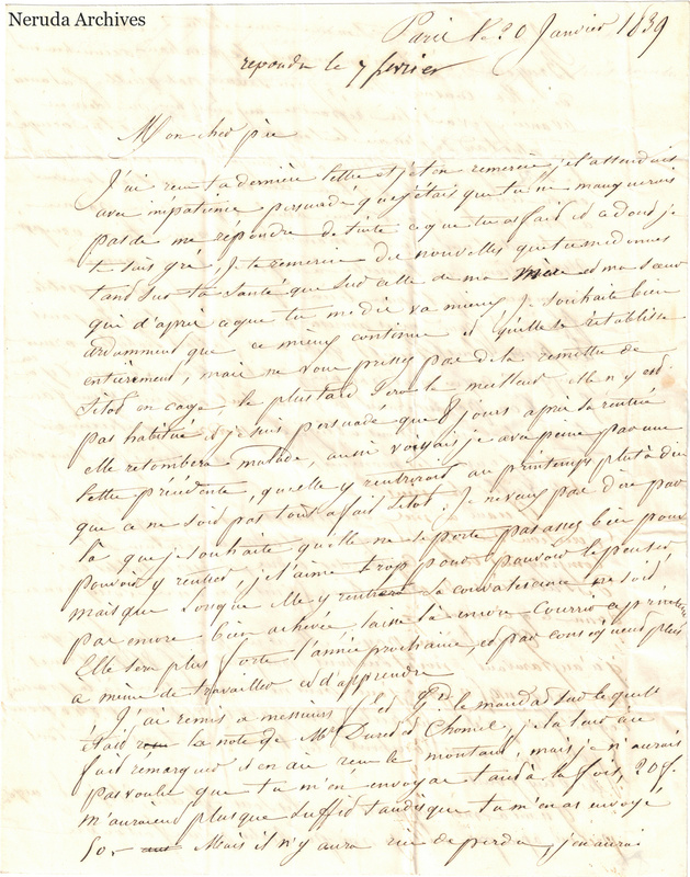 NRA-L-000603 image 2 showing a handwritten French letter page with manuscript dateline and text, visible fold lines and complete physical paper edges.
