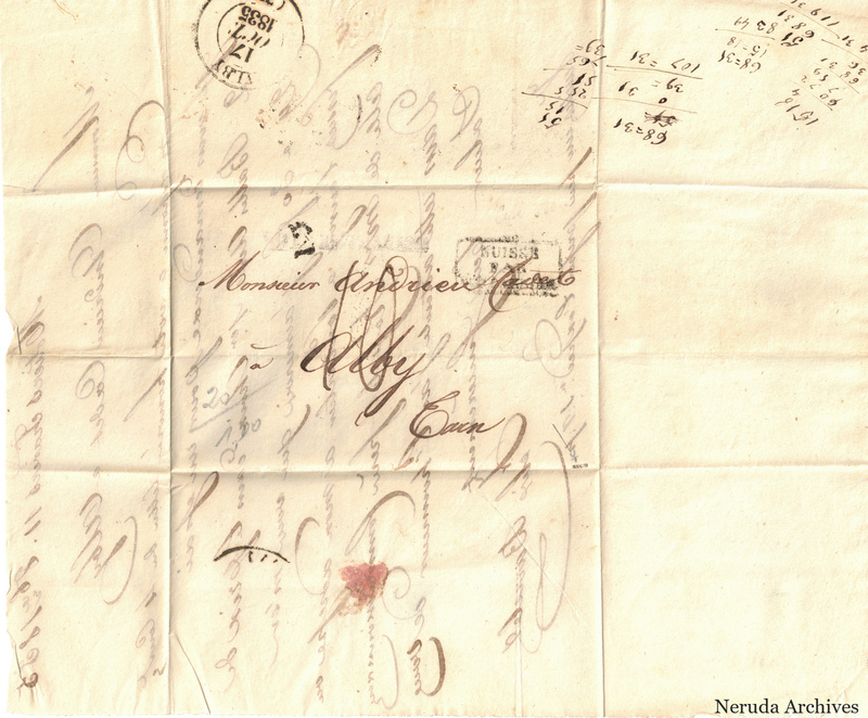 NRA-L-000141 image 1 showing a folded address panel to a recipient in Albi, with postal marks, manuscript calculations, receiver docketing, folds and a red seal remnant.