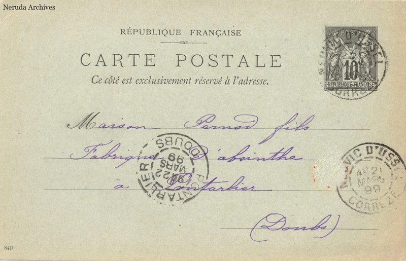 NRA-L-000363 image 1 showing the complete address side of the postcard, with the recipient address, postage, postmarks and contemporary business or filing marks.