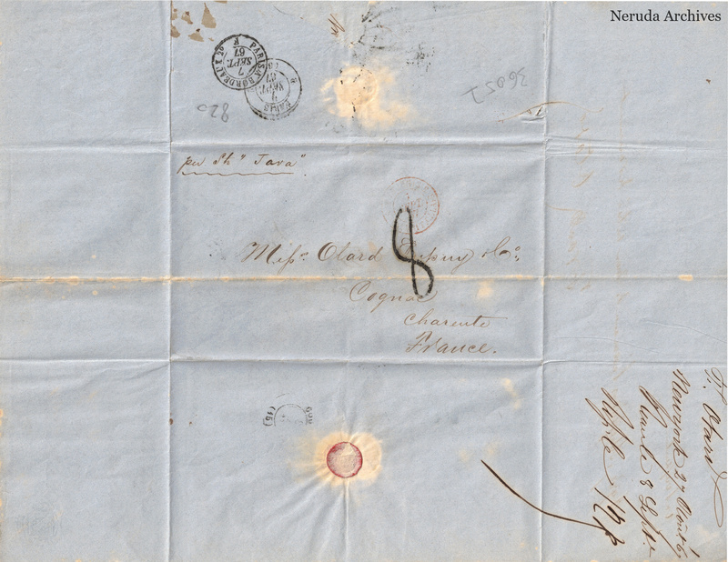 NRA-L-000455 image 1 showing the address panel to Otard Dupuy & Co in Cognac with postal evidence.
