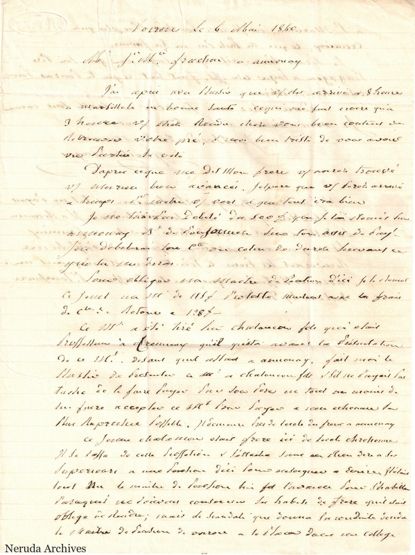 NRA-L-000517 image 2 showing a handwritten French letter page with manuscript text, marginal notes and visible fold lines.