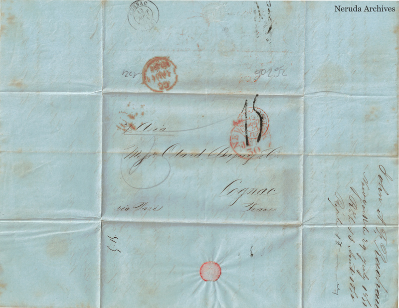 NRA-L-000460 image 1 showing the address panel to Otard Dupuy & Co in Cognac with postal evidence.