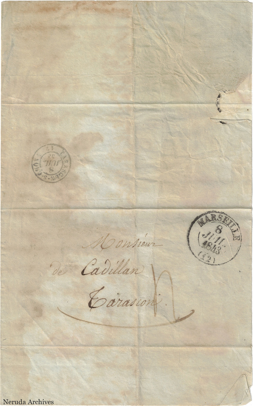 NRA-L-000674 image 1 showing an address to Tarascon with circular Marseille and arrival marks.