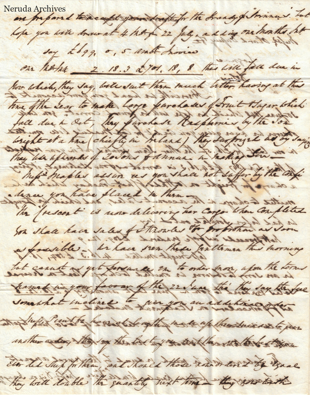 NRA-L-000405 image 3 showing the continuation of a densely cross-written English commercial letter with market and shipping details.