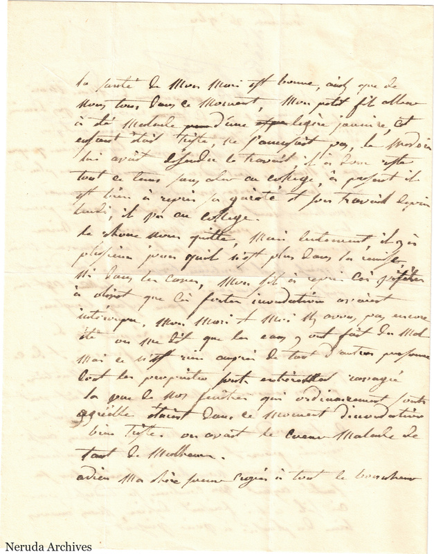NRA-L-000597 image 3 showing a handwritten French letter page with manuscript dateline and text, visible fold lines and complete physical paper edges.