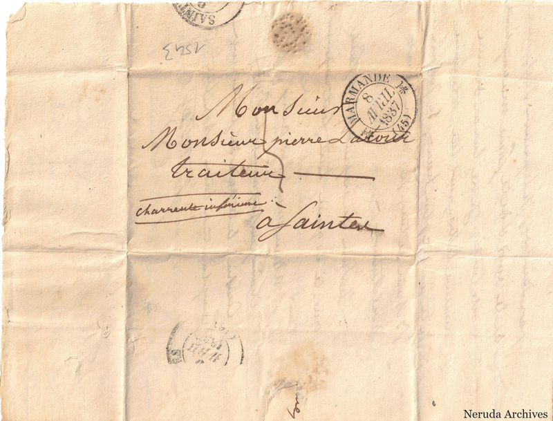 NRA-L-000419 image 1 showing the folded address panel with postal marks, manuscript docketing and sealing evidence.