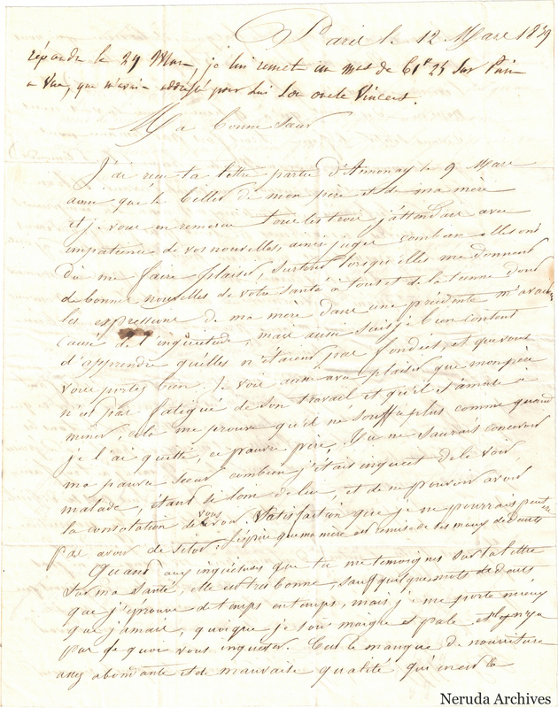 NRA-L-000605 image 2 showing a handwritten French letter page with manuscript dateline and text, visible fold lines and complete physical paper edges.