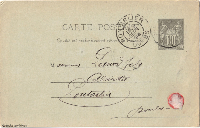 NRA-L-000340 image 1 showing the address side of a postcard sent by Leroy & Mauprivez to Pernod Fils, with contemporary postal and business marks.