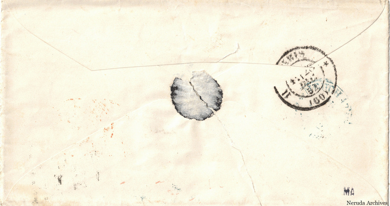 NRA-L-000324 image 2 showing the reverse of the envelope with folded flaps, a dark circular seal and Paris postal marks.