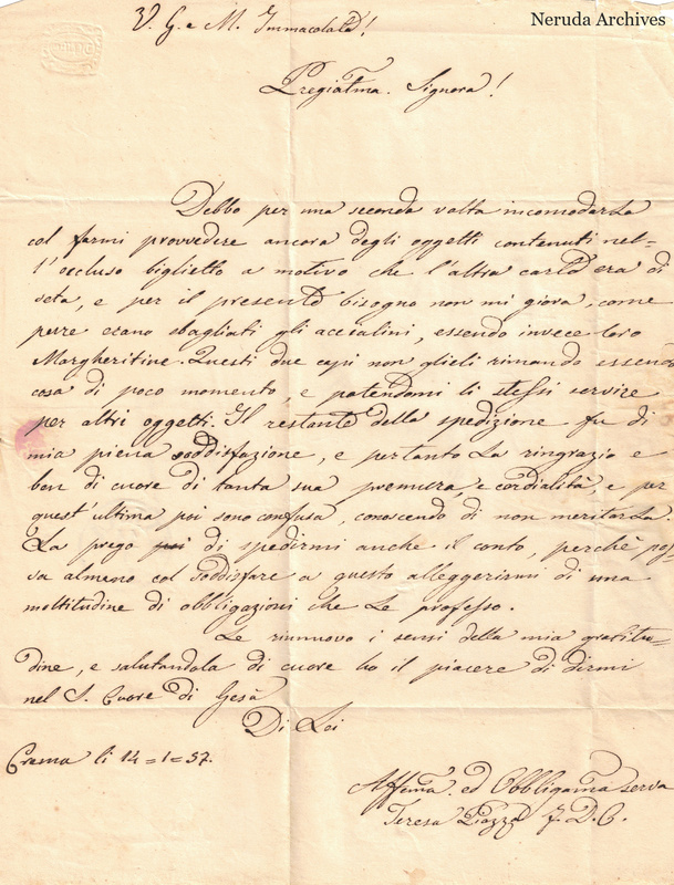 NRA-L-000644 image 2 showing Italian handwriting on a folded manuscript sheet and its surviving physical condition.