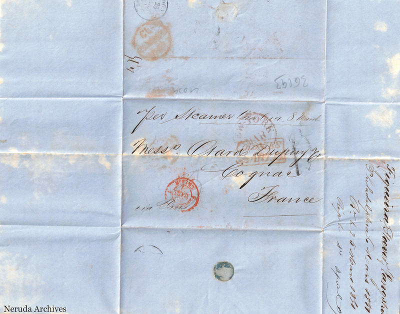 NRA-L-000462 image 1 showing the address panel to Otard Dupuy & Co in Cognac with postal evidence.