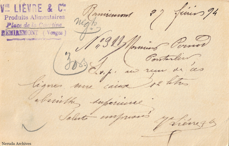 NRA-L-000350 image 2 showing the complete handwritten or printed postcard message, with contemporary annotations and the sender's signature or business mark.