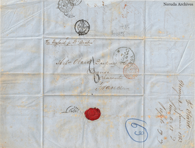 NRA-L-000471 image 1 showing the address panel to Otard Dupuy & Co in Cognac with postal evidence.