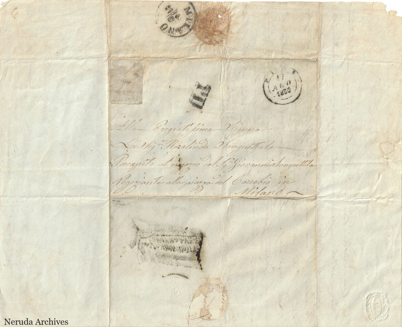 NRA-L-000641 image 1 showing handwritten delivery details, postal evidence, folds, sealing traces and surviving paper edges.
