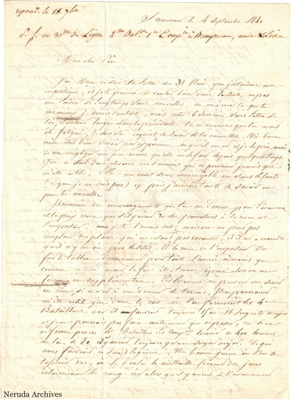 NRA-L-000618 image 2 showing a handwritten French letter page with manuscript dateline and text, visible fold lines and complete physical paper edges.