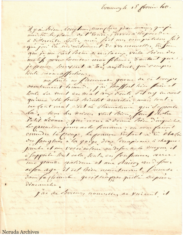 NRA-L-000590 image 2 showing a handwritten French letter page with manuscript dateline and text, visible fold lines and complete physical paper edges.