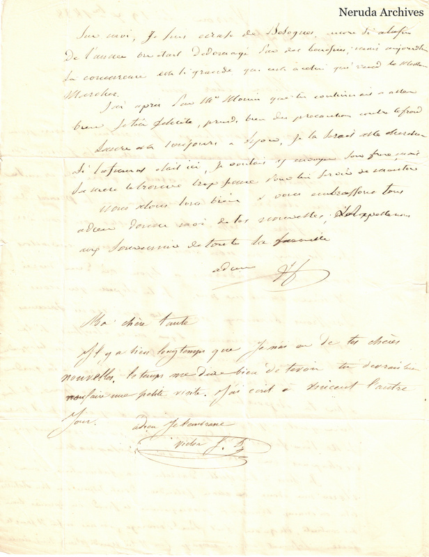 NRA-L-000497 image 3 showing handwritten French correspondence with its closing and enclosed or appended text.