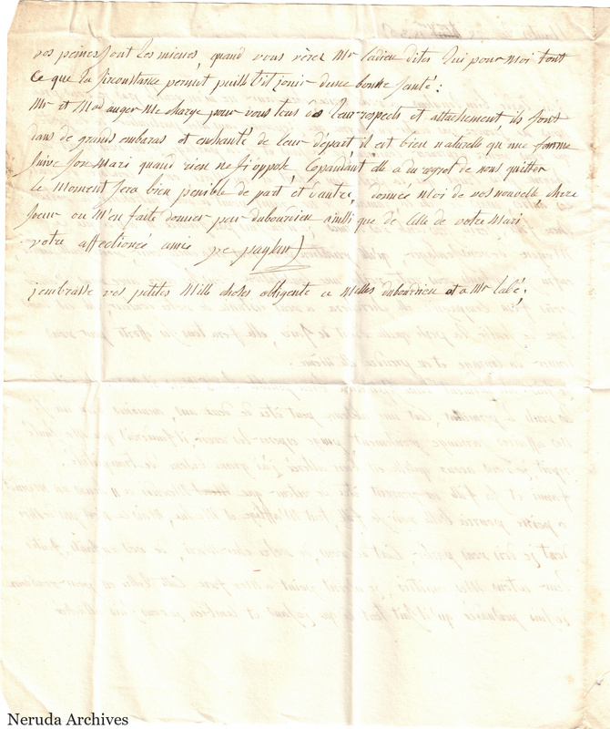 NRA-L-000056 image 3 showing the continuation and closing lines of the French letter, with writing visible through the folded paper.