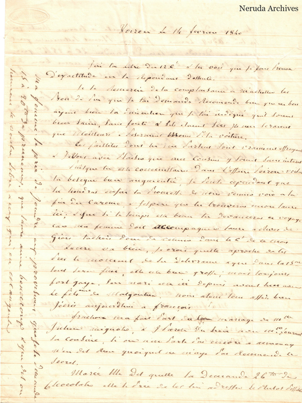 NRA-L-000512 image 2 showing a handwritten French letter page with manuscript text, marginal notes and visible fold lines.