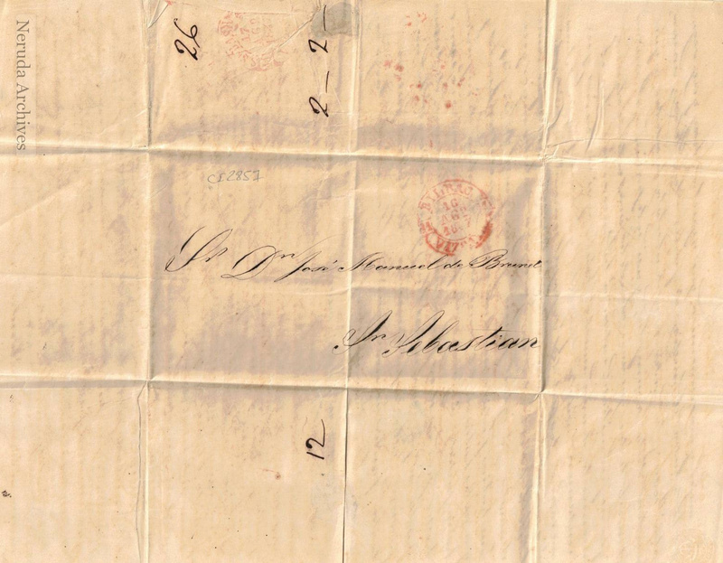 NRA-L-000003 image 1 showing the address to José Manuel de Brunet in San Sebastián.