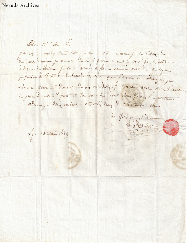 NRA-L-000548 image 2 showing a handwritten French letter with dateline, manuscript text, closing, signature, folds and paper edges.