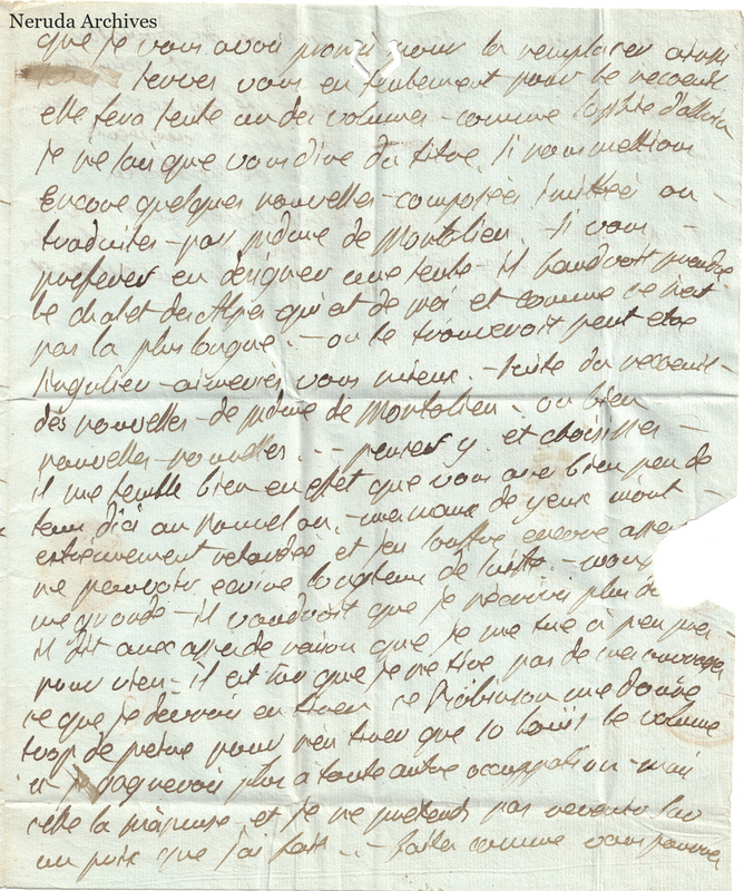 NRA-L-000589 image 4 showing the third page of the publishing correspondence with the sheet's irregular torn right edge preserved.