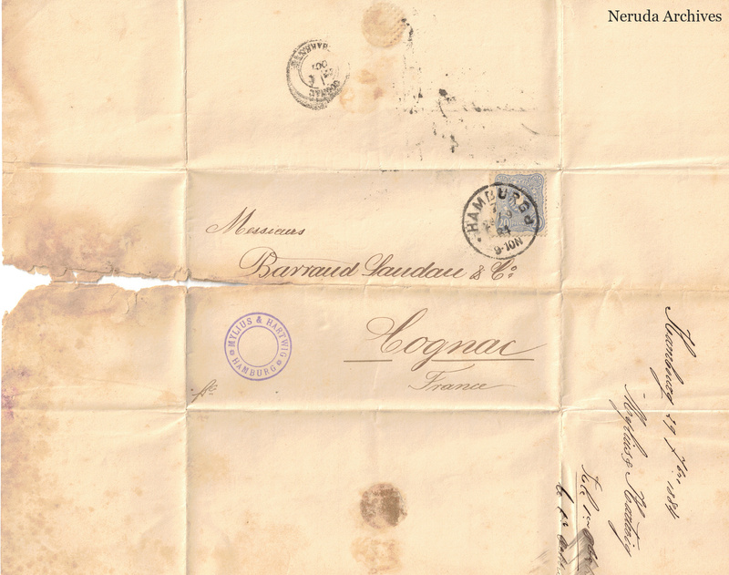 NRA-L-000444 image 1 showing the folded manuscript address panel on cream paper, with the written delivery address, postal markings and closure evidence.