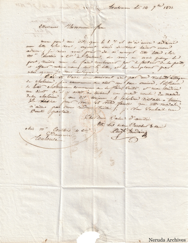 NRA-L-000064 image 2 showing a French letter dated 14 August 1832 with its signed closing.