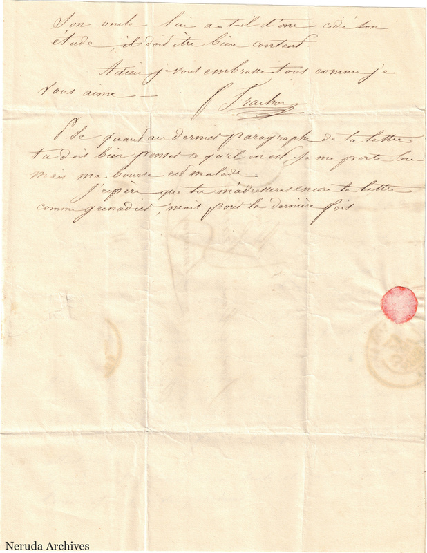 NRA-L-000602 image 4 showing a handwritten French letter continuation with closing, signature, retained marginal or later annotations, visible folds and complete physical paper edges.