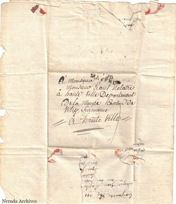 NRA-L-000042 image 1 showing the address to Jean Baptiste Erard at Hauteville, with Mainz postal evidence and later upside-down docketing.